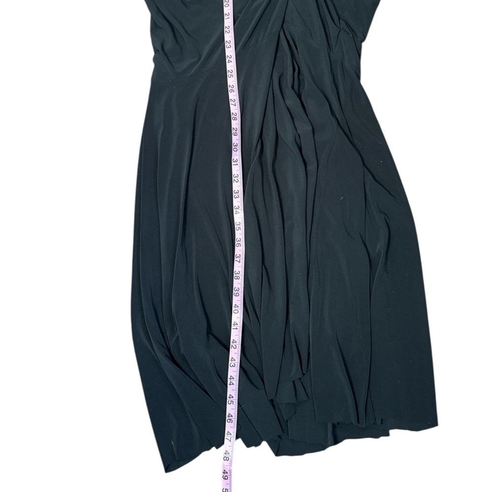 Betsy & Adam Black One Shoulder Ruched Gown Rhinestone Detail Size M - Picture 16 of 16